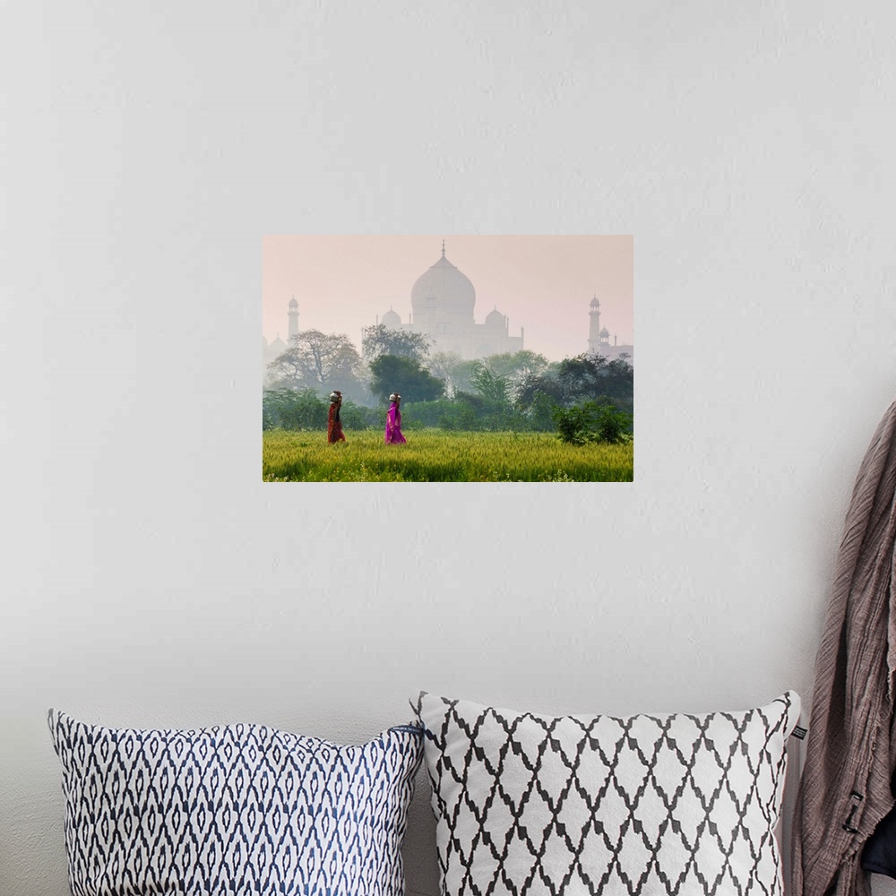 A bohemian room featuring Carrying water pots, Taj Mahal, Agra, India