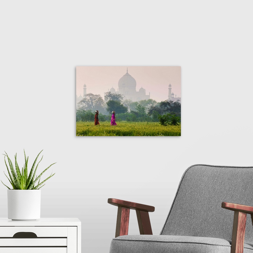 A modern room featuring Carrying water pots, Taj Mahal, Agra, India