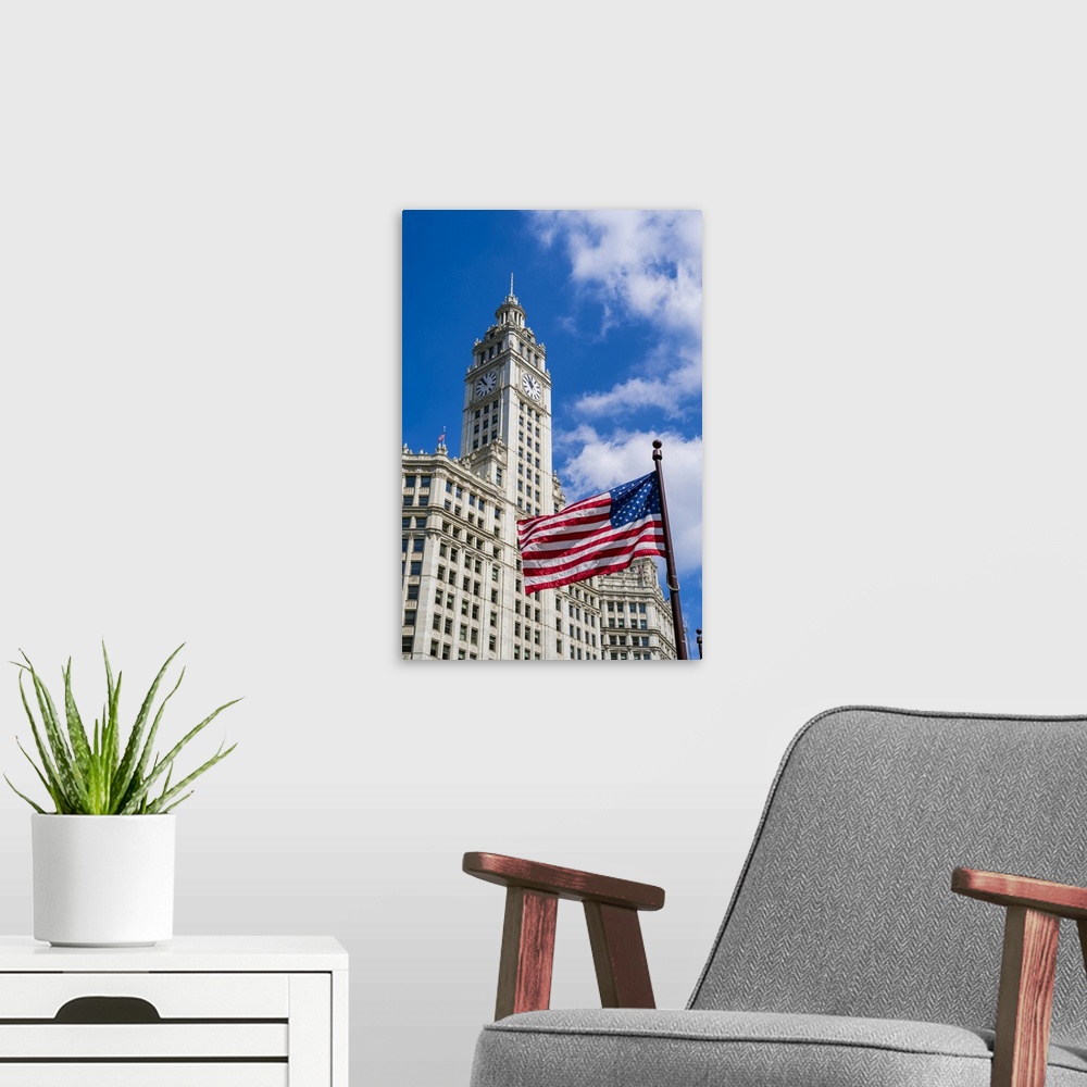A modern room featuring Wrigley Building, Chicago, Illinois, USA