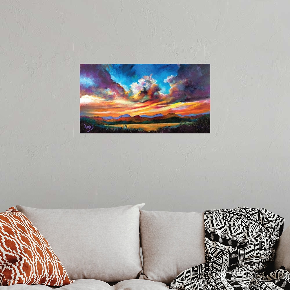 A bohemian room featuring Majestic Skies 63