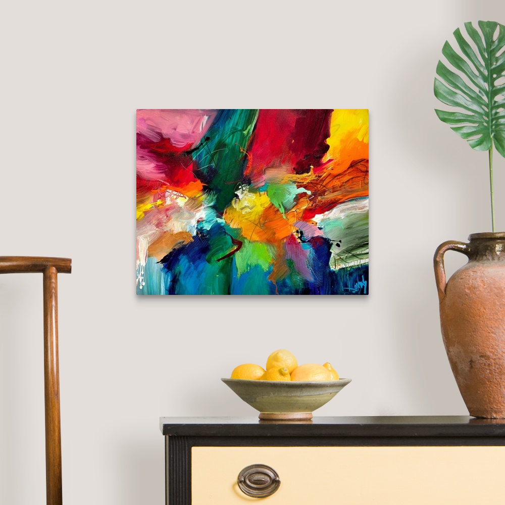 A traditional room featuring Decorative accents for the home or office this abstract painting is made densely pack swathes of ...