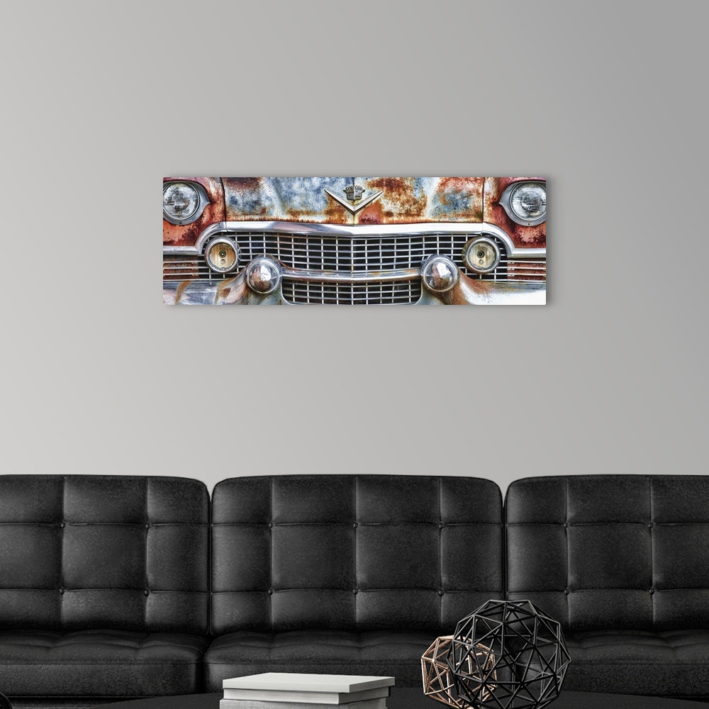 A modern room featuring 1950's Cadillac Fleetwood Front