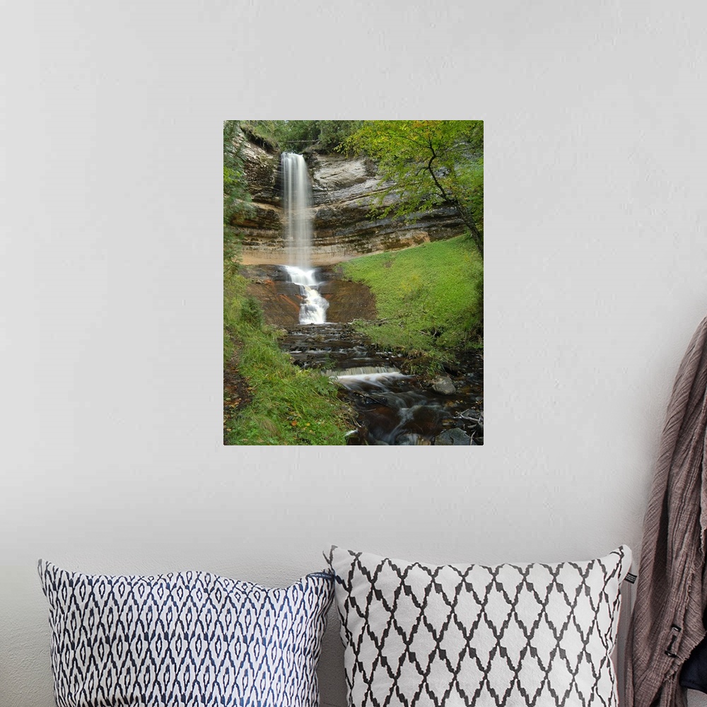 A bohemian room featuring Munising Falls in Michigan