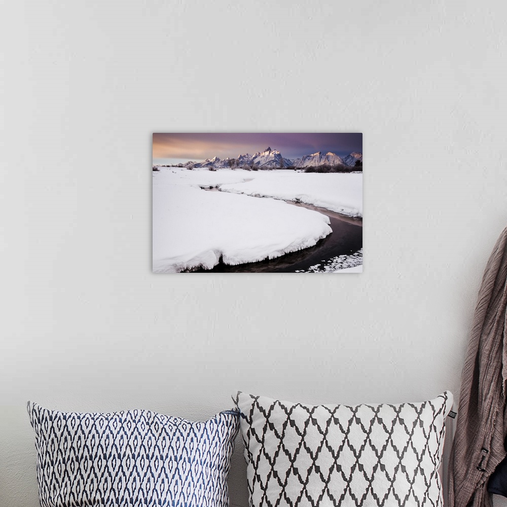 A bohemian room featuring A Partially Frozen Creek Reflects Morning Light, Grand Teton Range, Jackson Hole