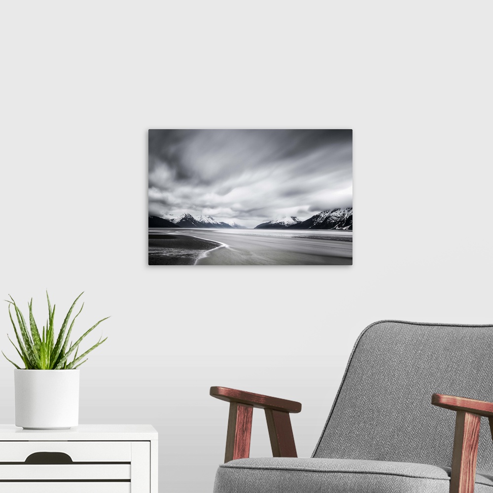 A modern room featuring Clouds & Water Rush By; Anchorage, Alaska