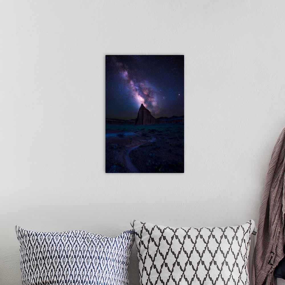 A bohemian room featuring Milky Way and Temple of the Sun Align, Capitol Reef National Park