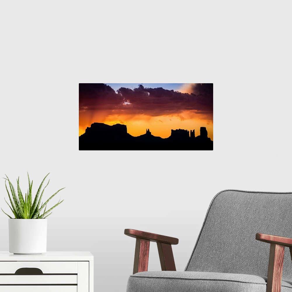 A modern room featuring Monument Valley at Sunrise, Utah