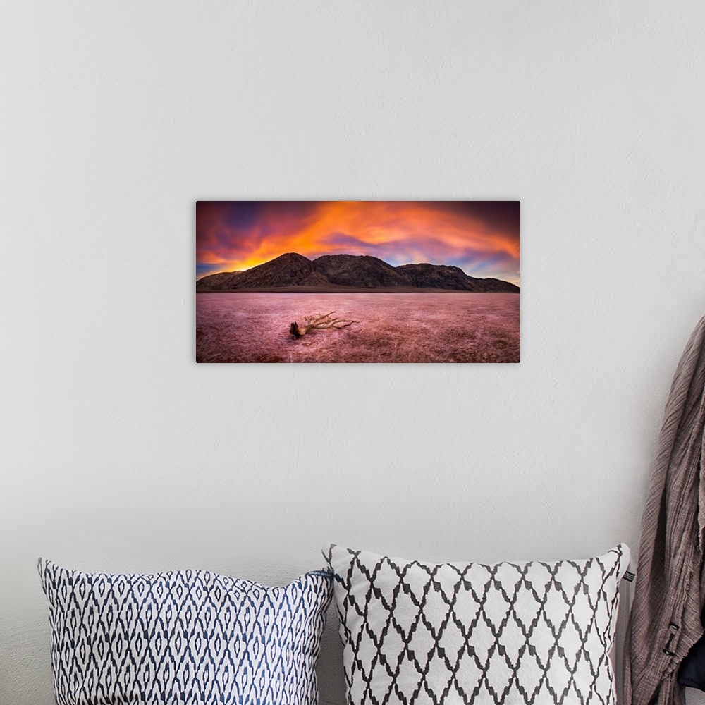 A bohemian room featuring Panorama of Sunrise In Death Valley's Badwater Basin, Badwater Basin