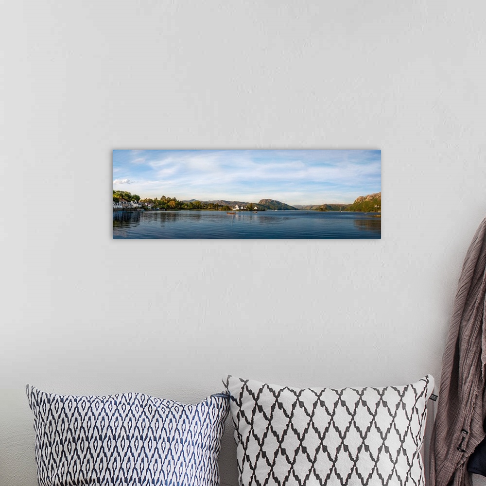A bohemian room featuring Panoramic of Sun Setting Over Plockton Village and Sailboats, Loch Carron