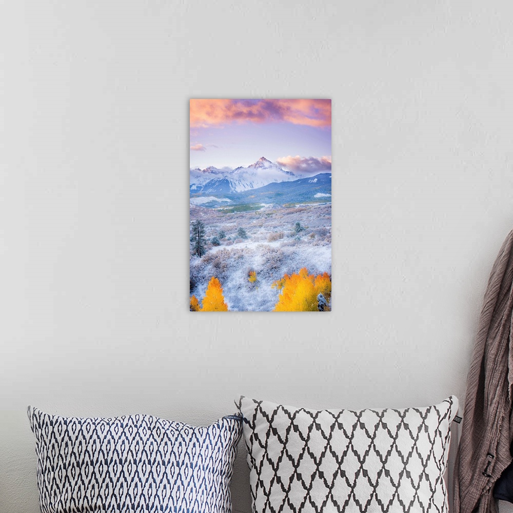 A bohemian room featuring Sunrise and Clouds Light Up at Sunrise with Fall Color, Mount Sneffels, CO