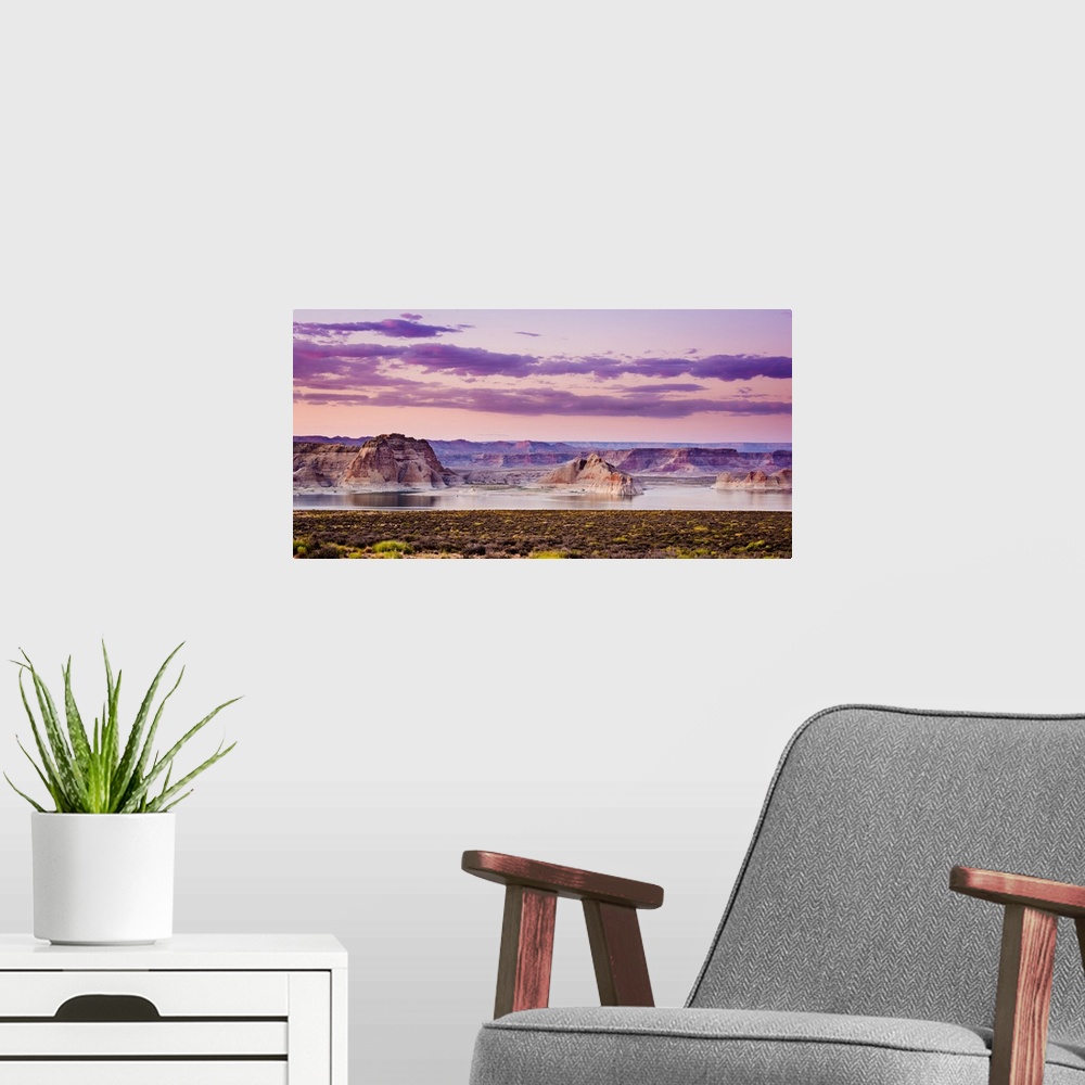 A modern room featuring Sunrise Over Wahweap Bay, Lake Powell, Arizona