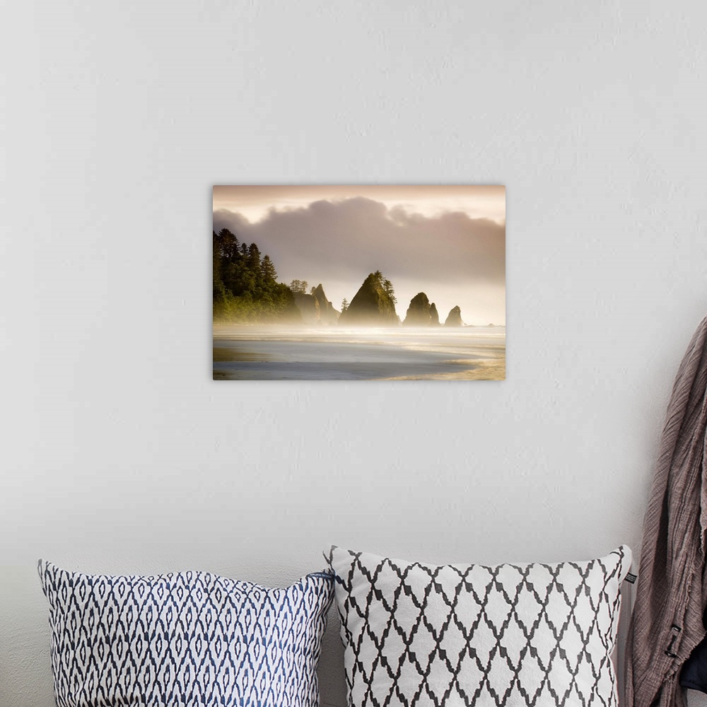 A bohemian room featuring Sunset Over Shi Shi Beach and Seastacks In Washington's Olympic National Park, Olympic National Park