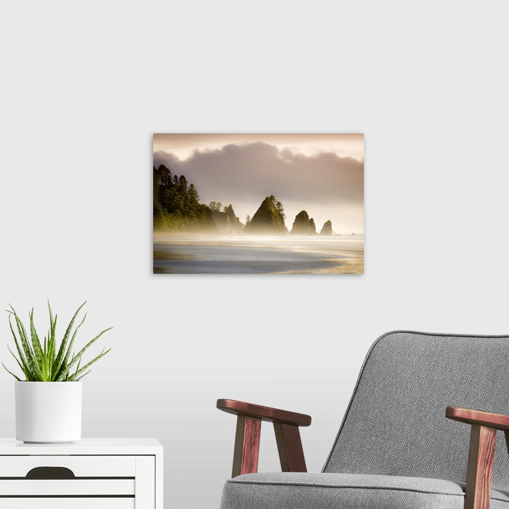 A modern room featuring Sunset Over Shi Shi Beach and Seastacks In Washington's Olympic National Park, Olympic National Park