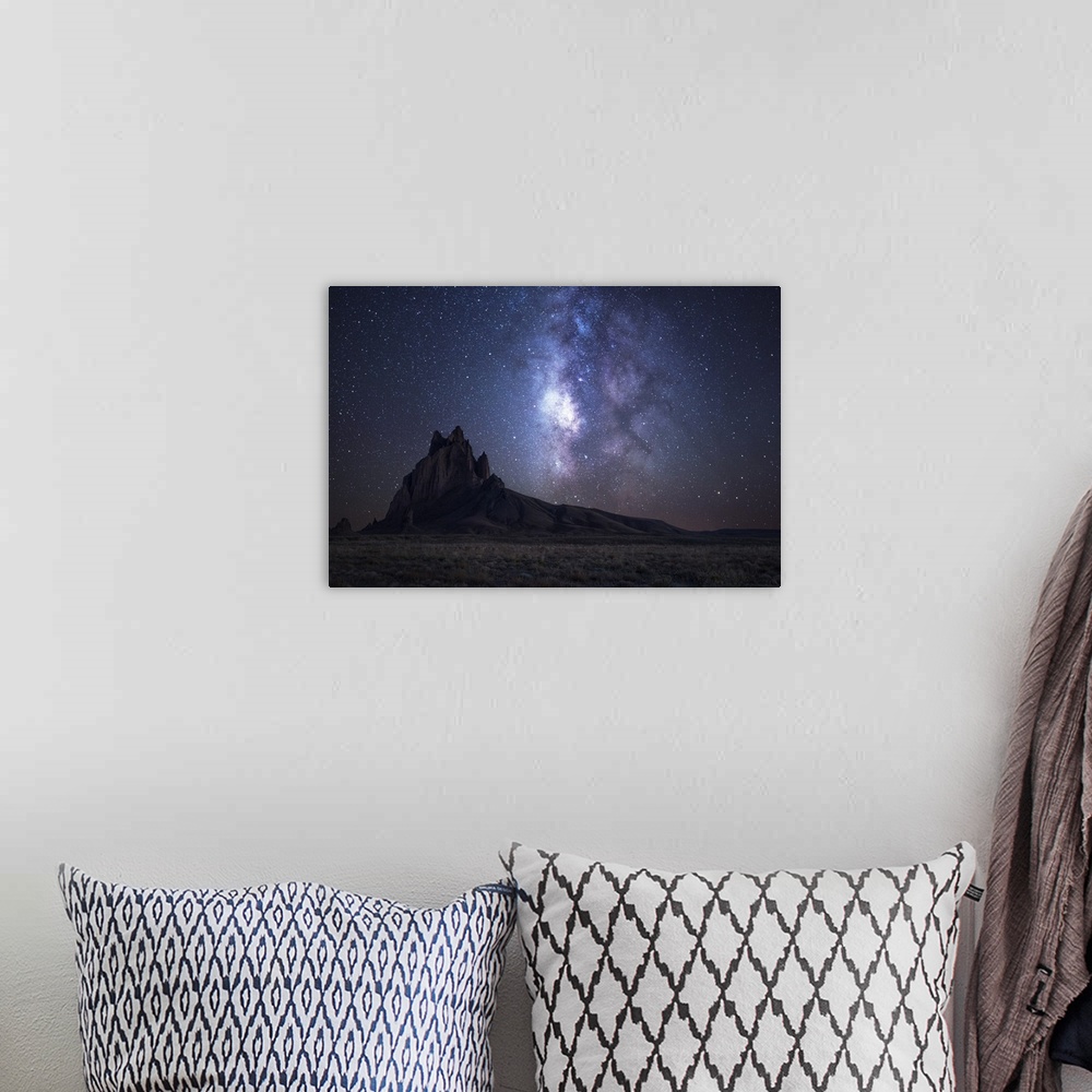 A bohemian room featuring The Milky Way Rises Over the Navajo Landscape and Shiprock Peak, Farmington