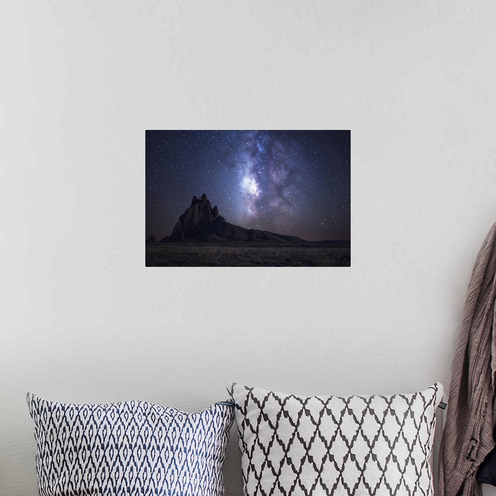 A bohemian room featuring The Milky Way Rises Over the Navajo Landscape and Shiprock Peak, Farmington
