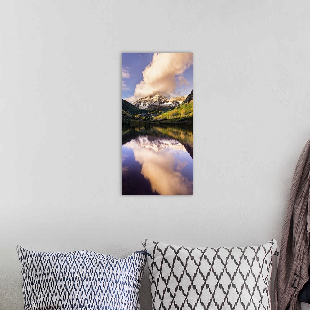 A bohemian room featuring Vertical of Sunrise on the Maroon Bells, Maroon Bells Wilderness Area, Colorado