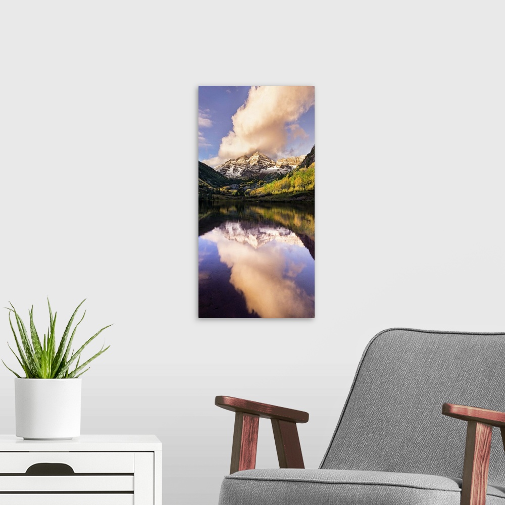 A modern room featuring Vertical of Sunrise on the Maroon Bells, Maroon Bells Wilderness Area, Colorado