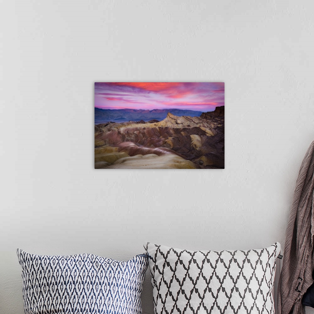 A bohemian room featuring Zabriskie Point At Sunrise, Death Valley