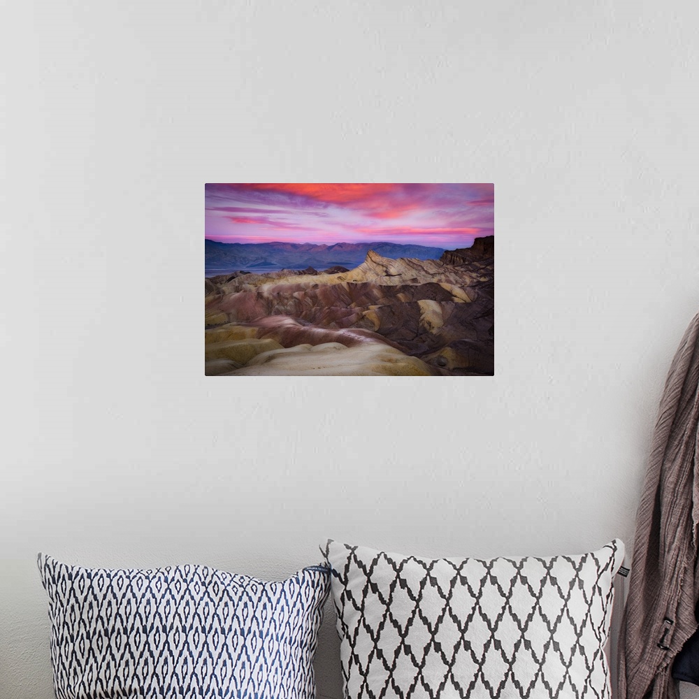 A bohemian room featuring Zabriskie Point At Sunrise, Death Valley