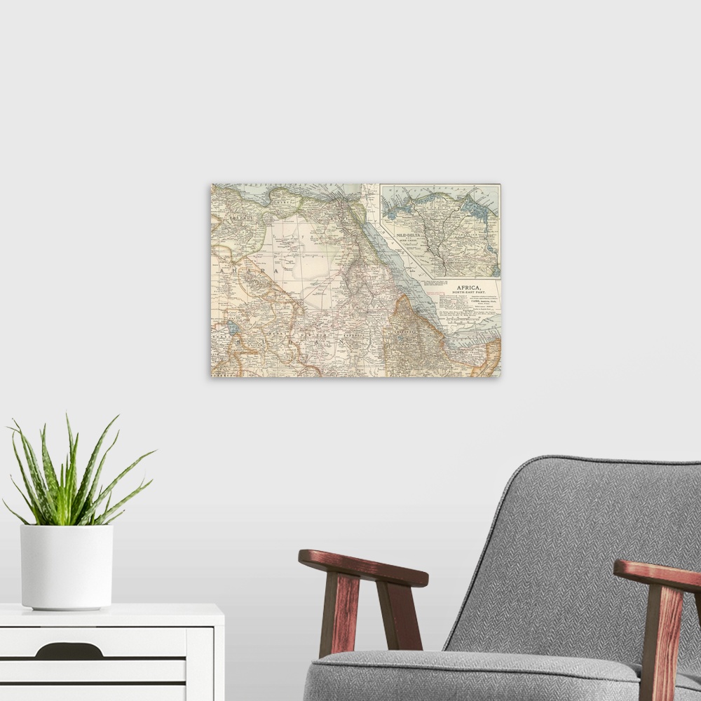 A modern room featuring Africa, North-East Part - Vintage Map