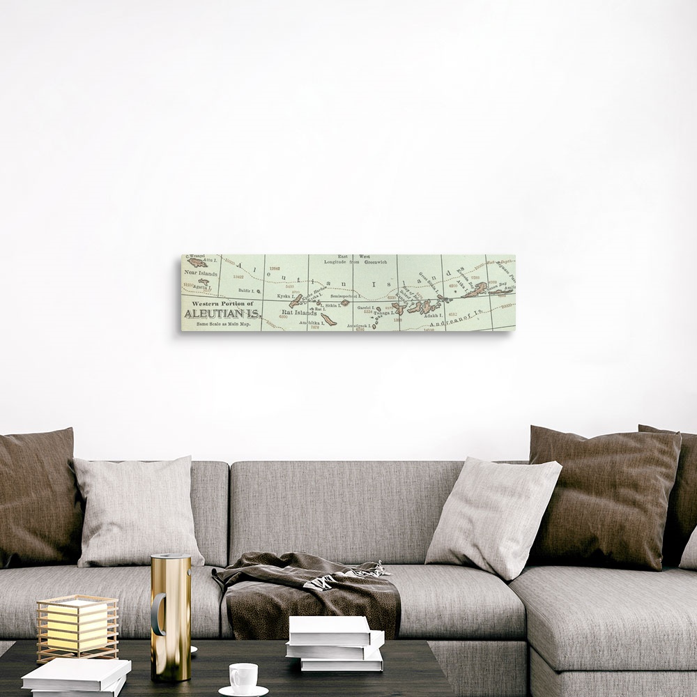 A traditional room featuring Aleutian Islands - Vintage Map