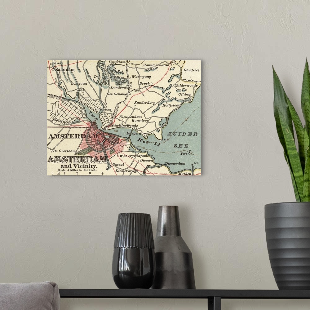 A modern room featuring Amsterdam - Vintage Map