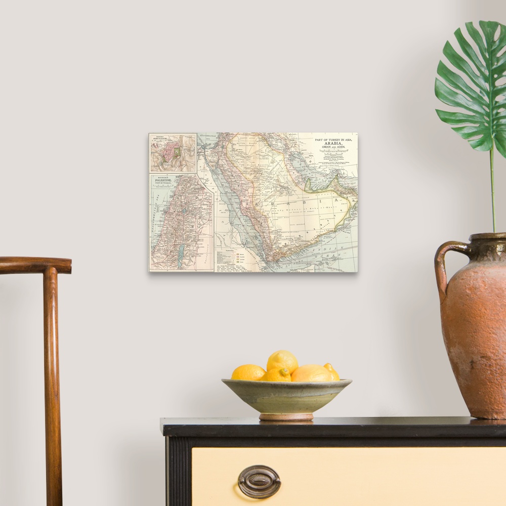 A traditional room featuring Arabia, Oman, and Aden - Vintage Map