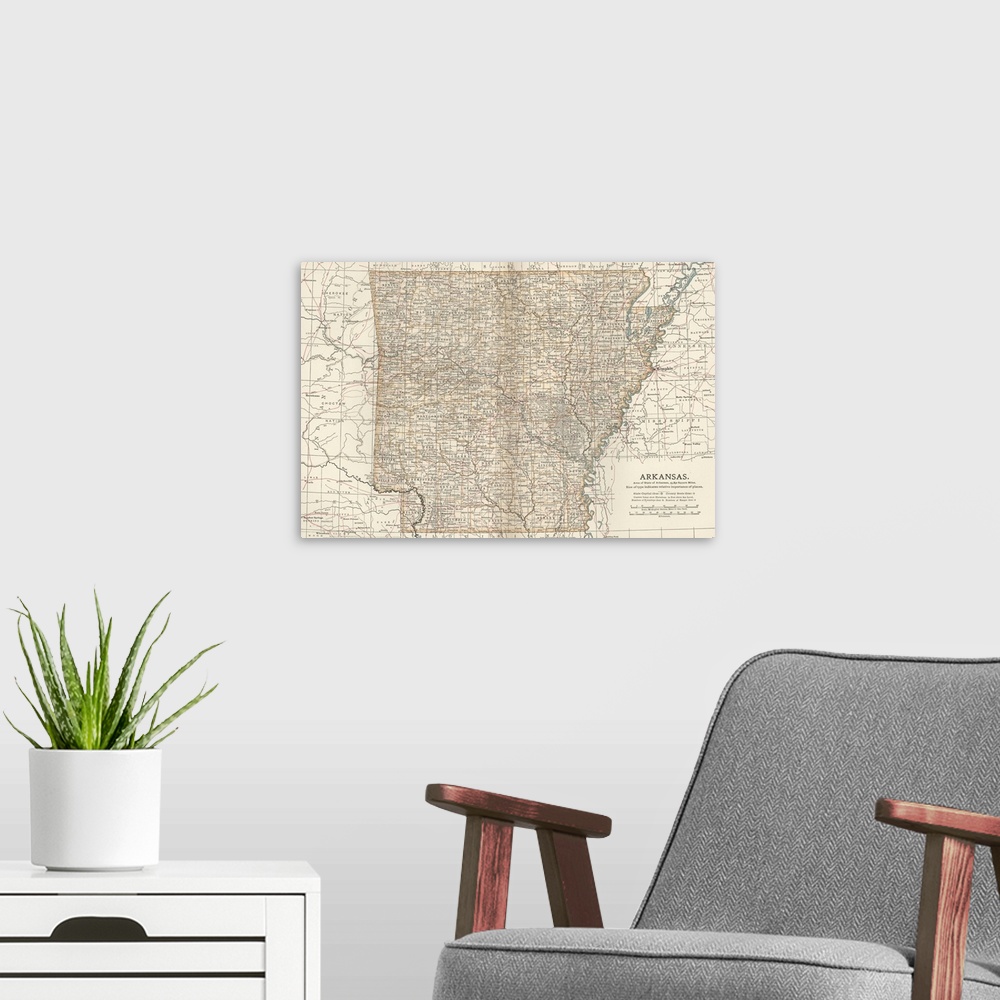 A modern room featuring Arkansas - Vintage Map