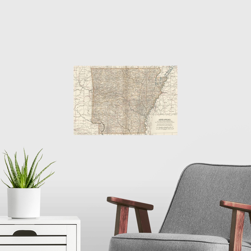 A modern room featuring Arkansas - Vintage Map