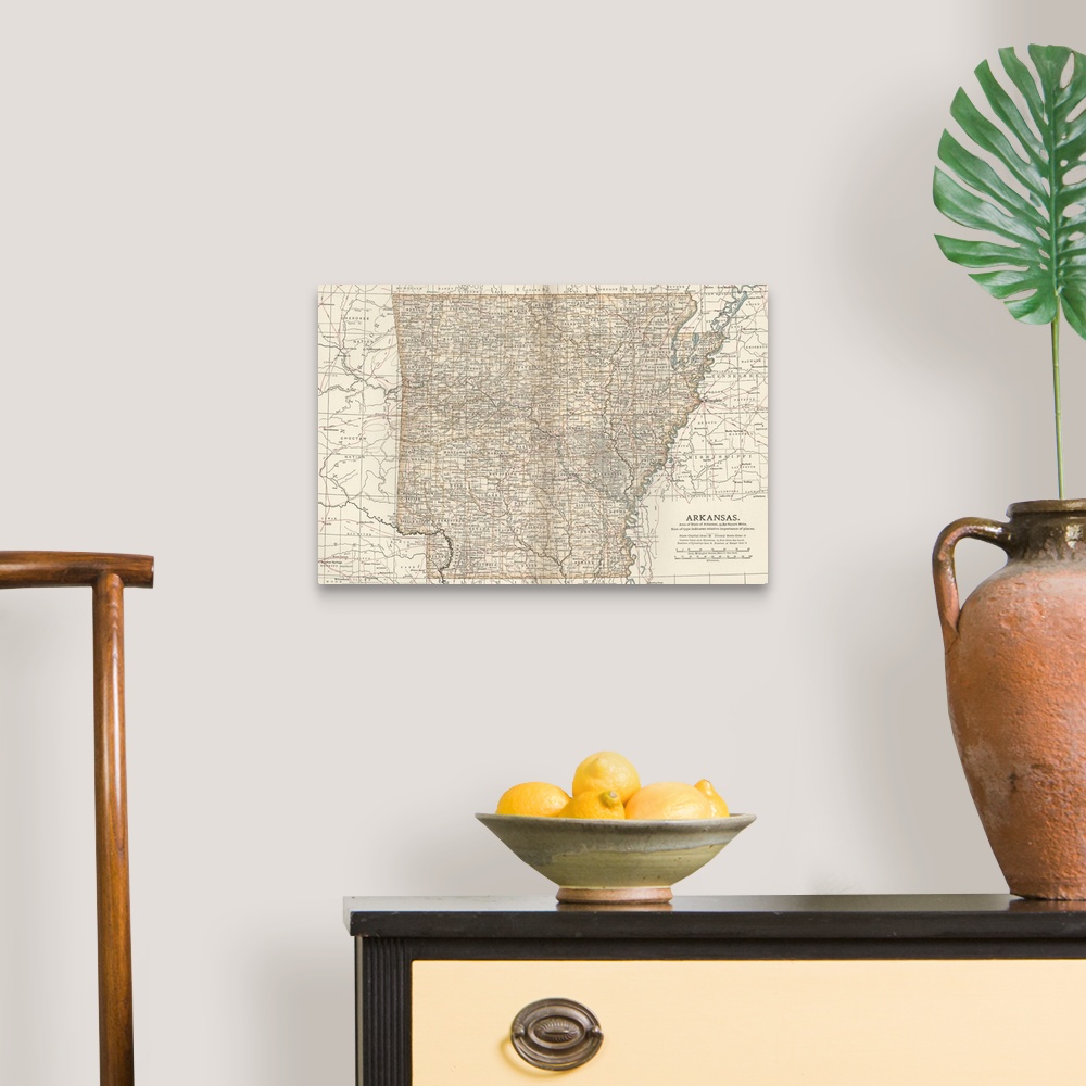 A traditional room featuring Arkansas - Vintage Map