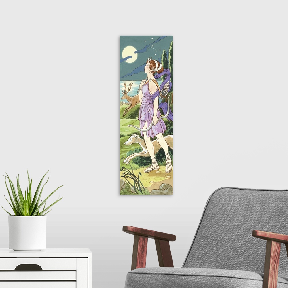 A modern room featuring Artemis (Greek), Diana (Roman), mythology