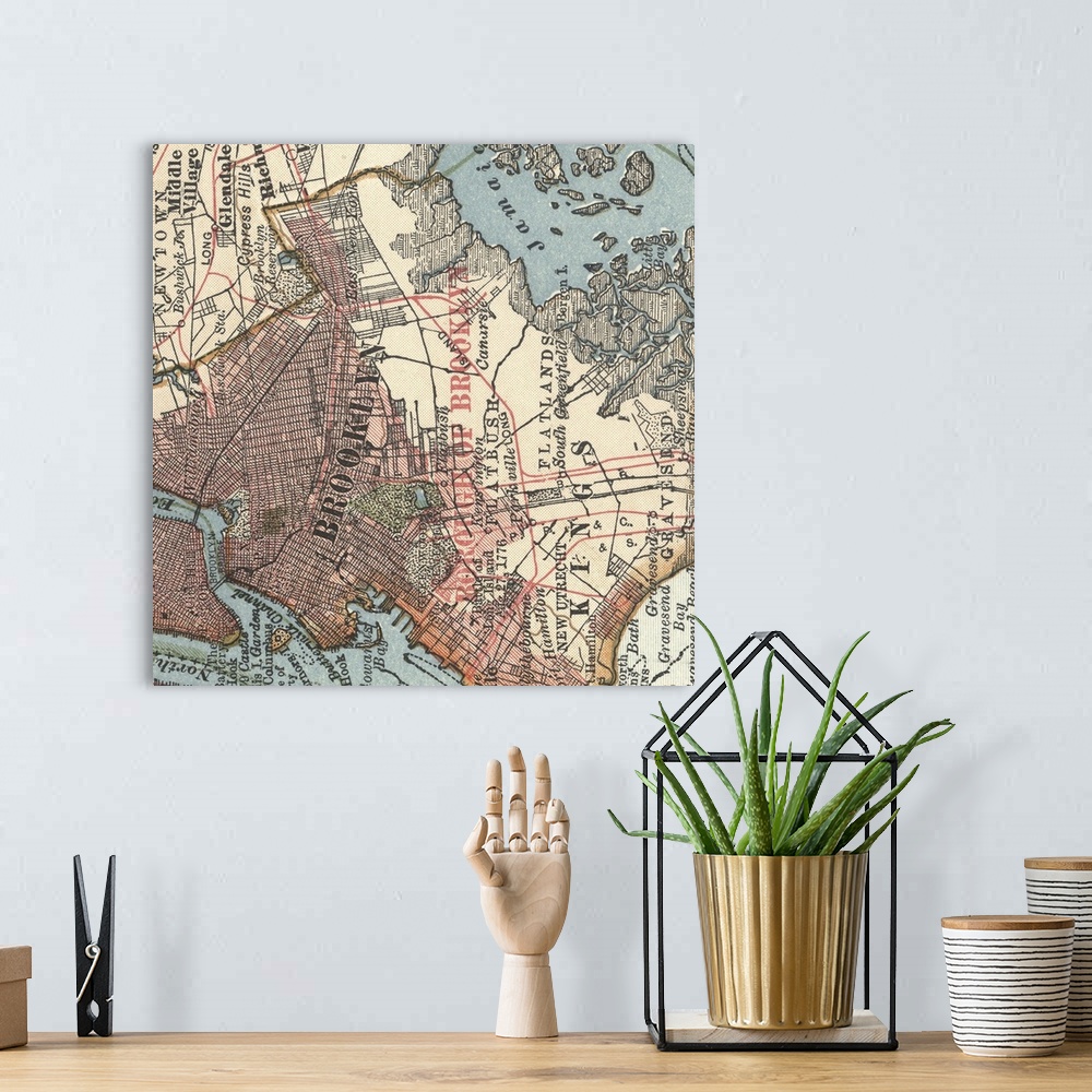 A bohemian room featuring Brooklyn - Vintage Map