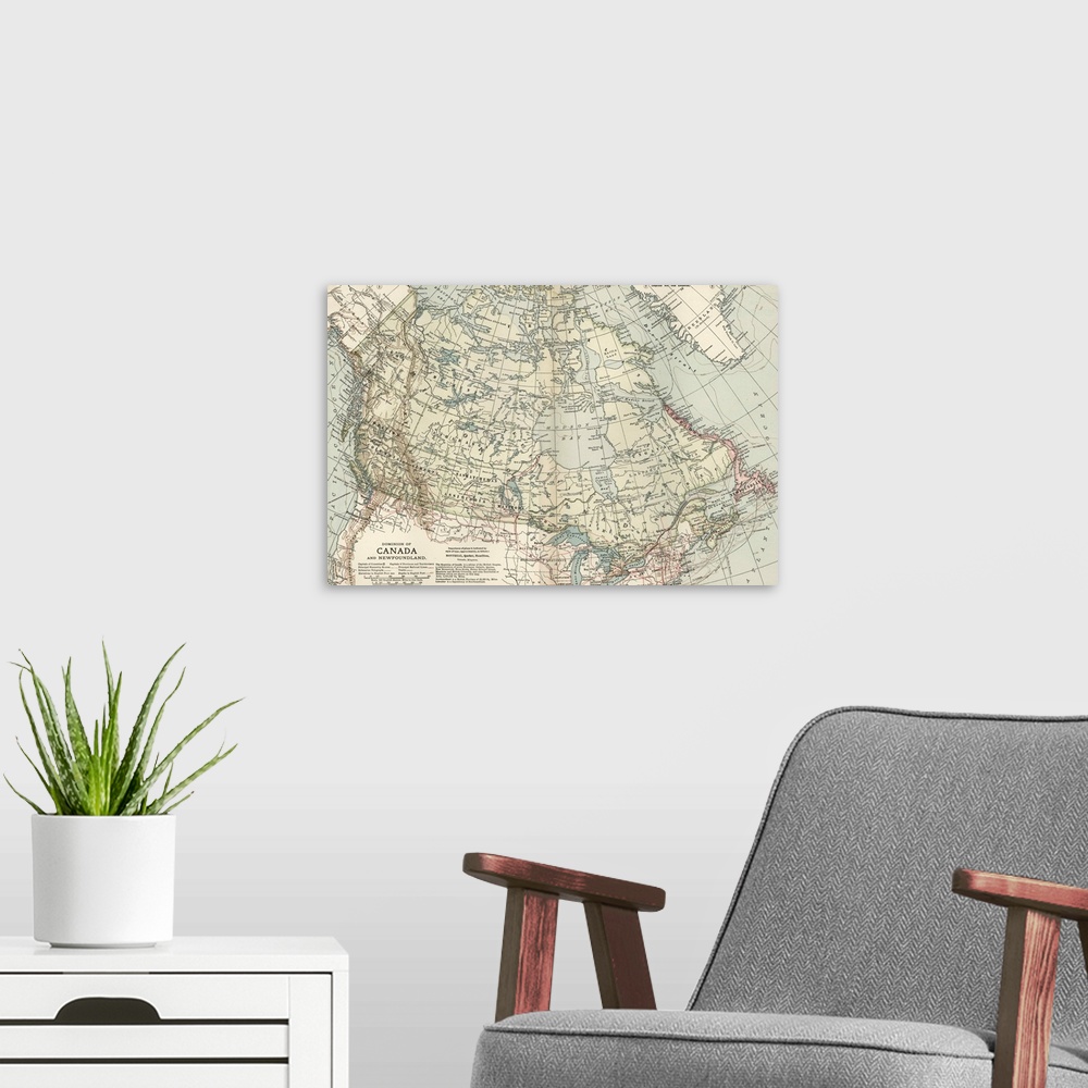 A modern room featuring Canada - Vintage Map