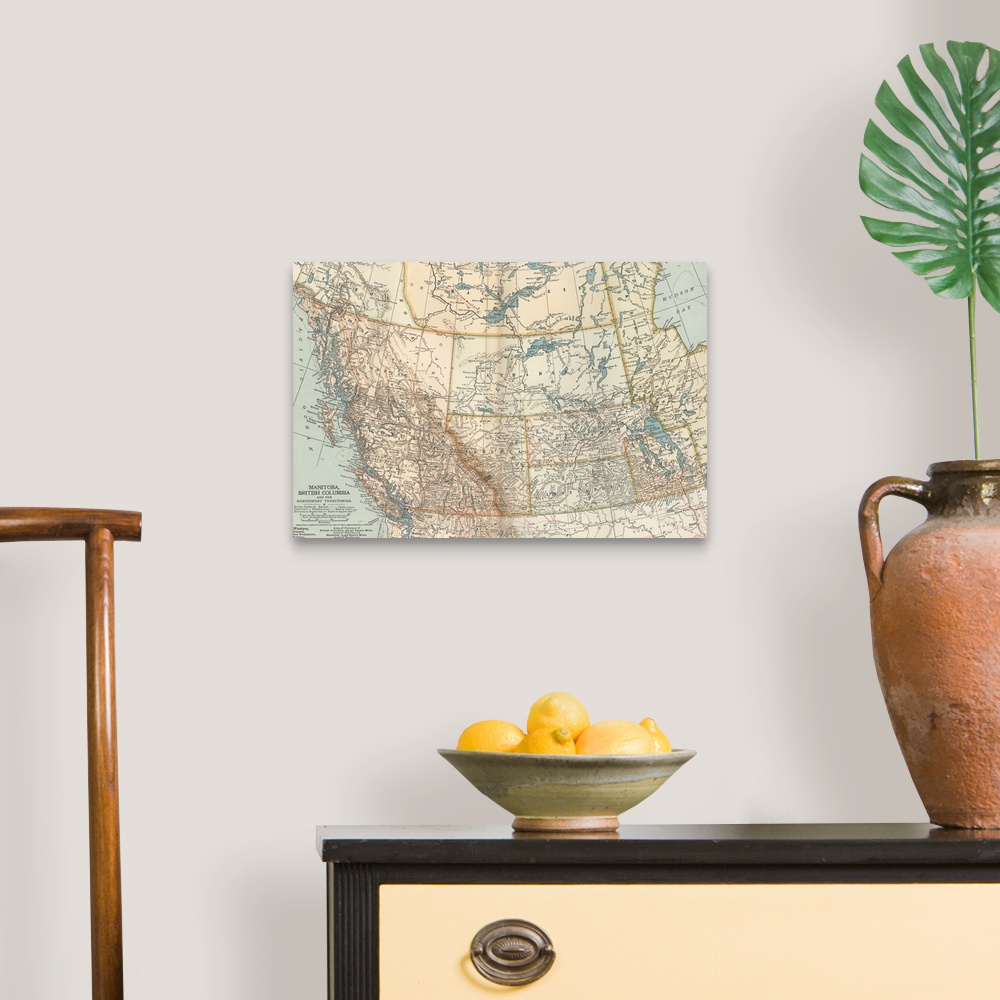 A traditional room featuring Canada - Vintage Map