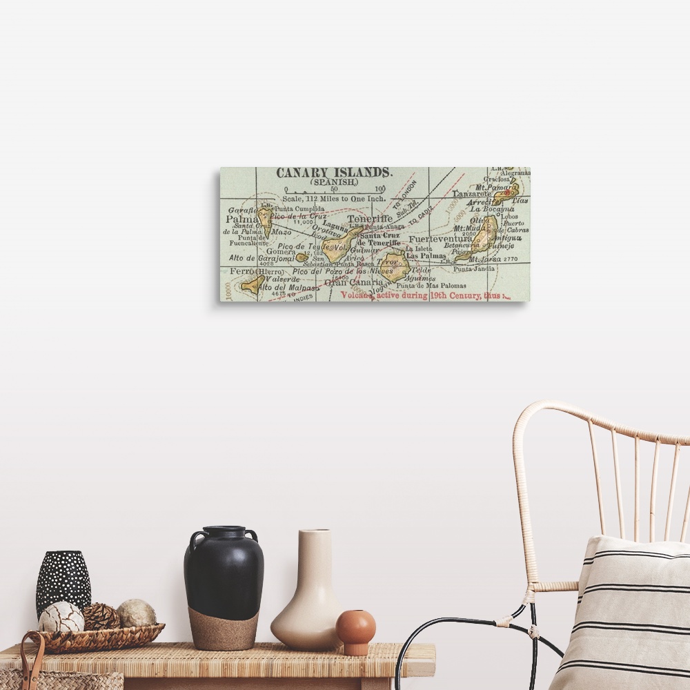 A farmhouse room featuring Canary Islands - Vintage Map