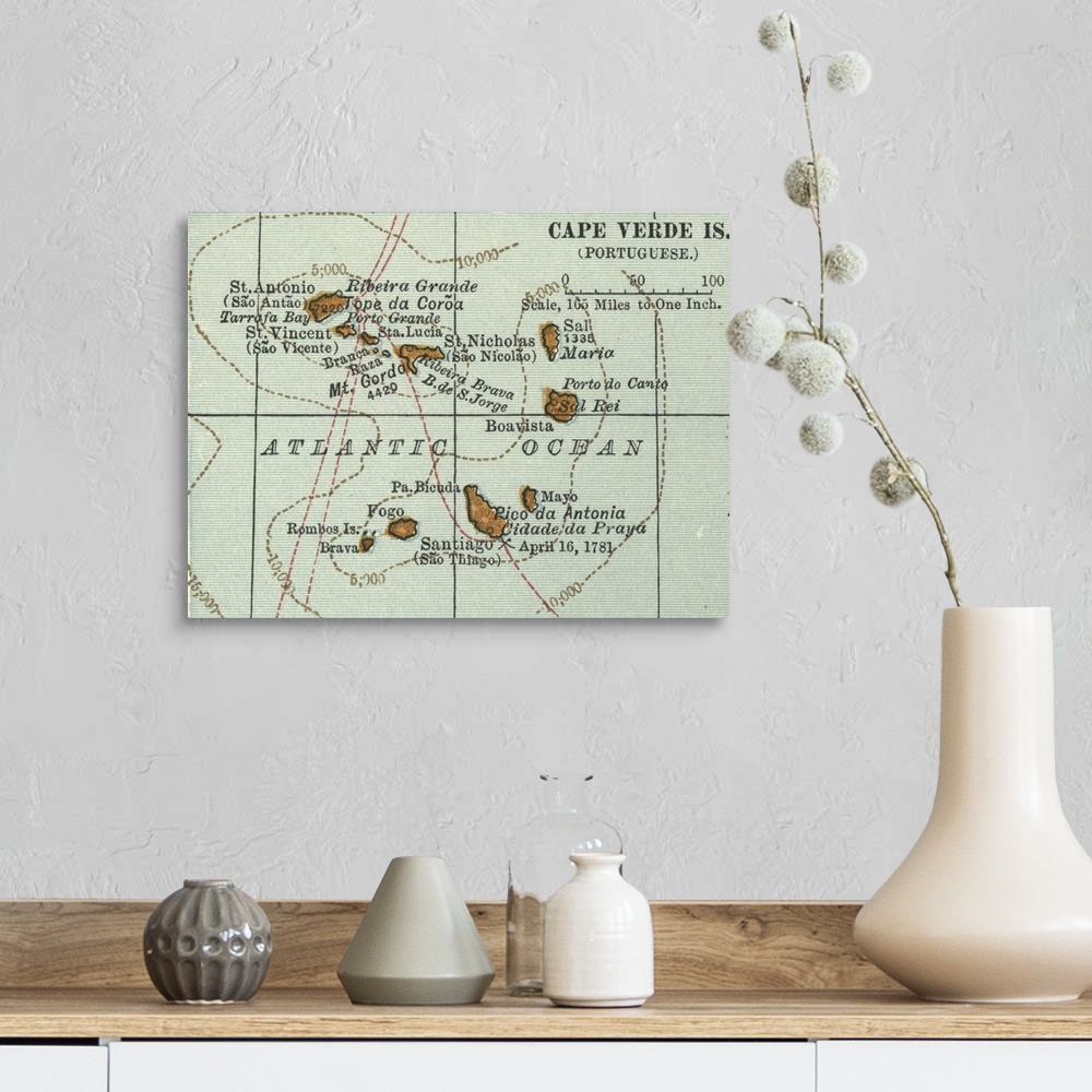 A farmhouse room featuring Cape Verde Islands - Vintage Map