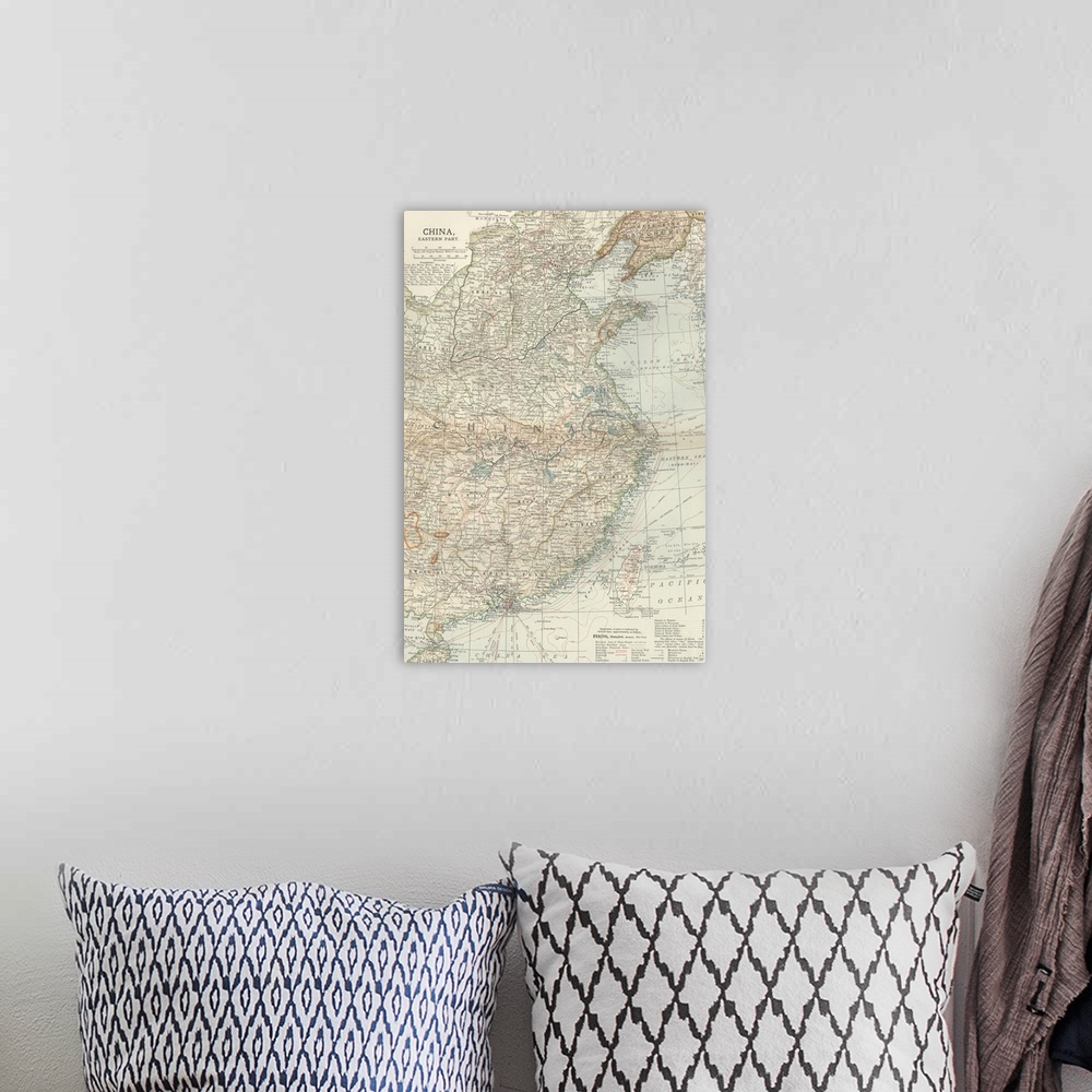 A bohemian room featuring China, Eastern Part - Vintage Map