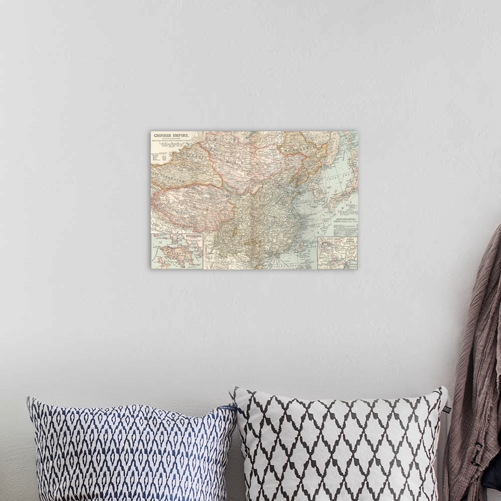 A bohemian room featuring Chinese Empire - Vintage Map