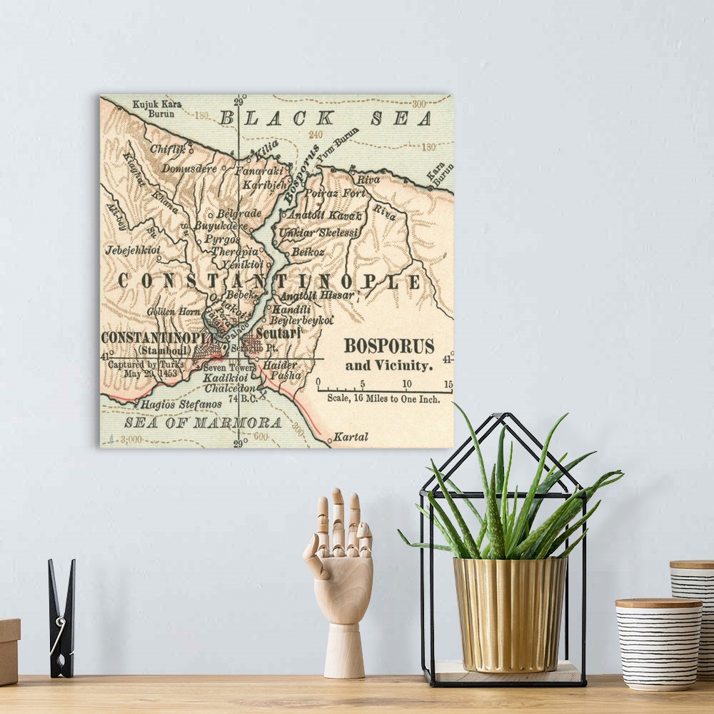 A bohemian room featuring Constantinople - Vintage Map
