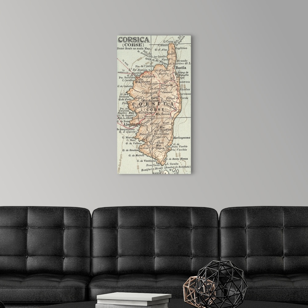 A modern room featuring Corsica - Vintage Map