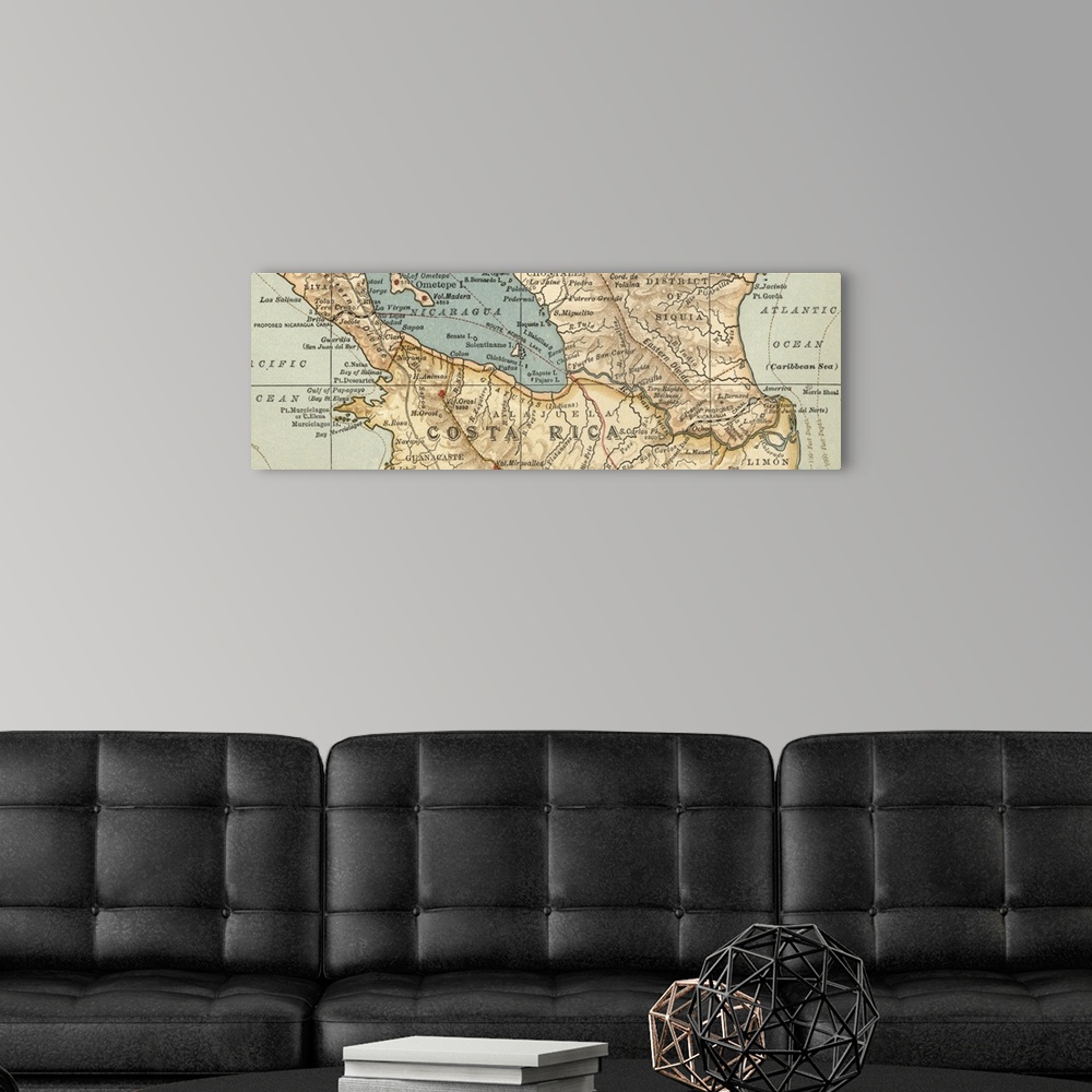A modern room featuring Costa Rica - Vintage Map