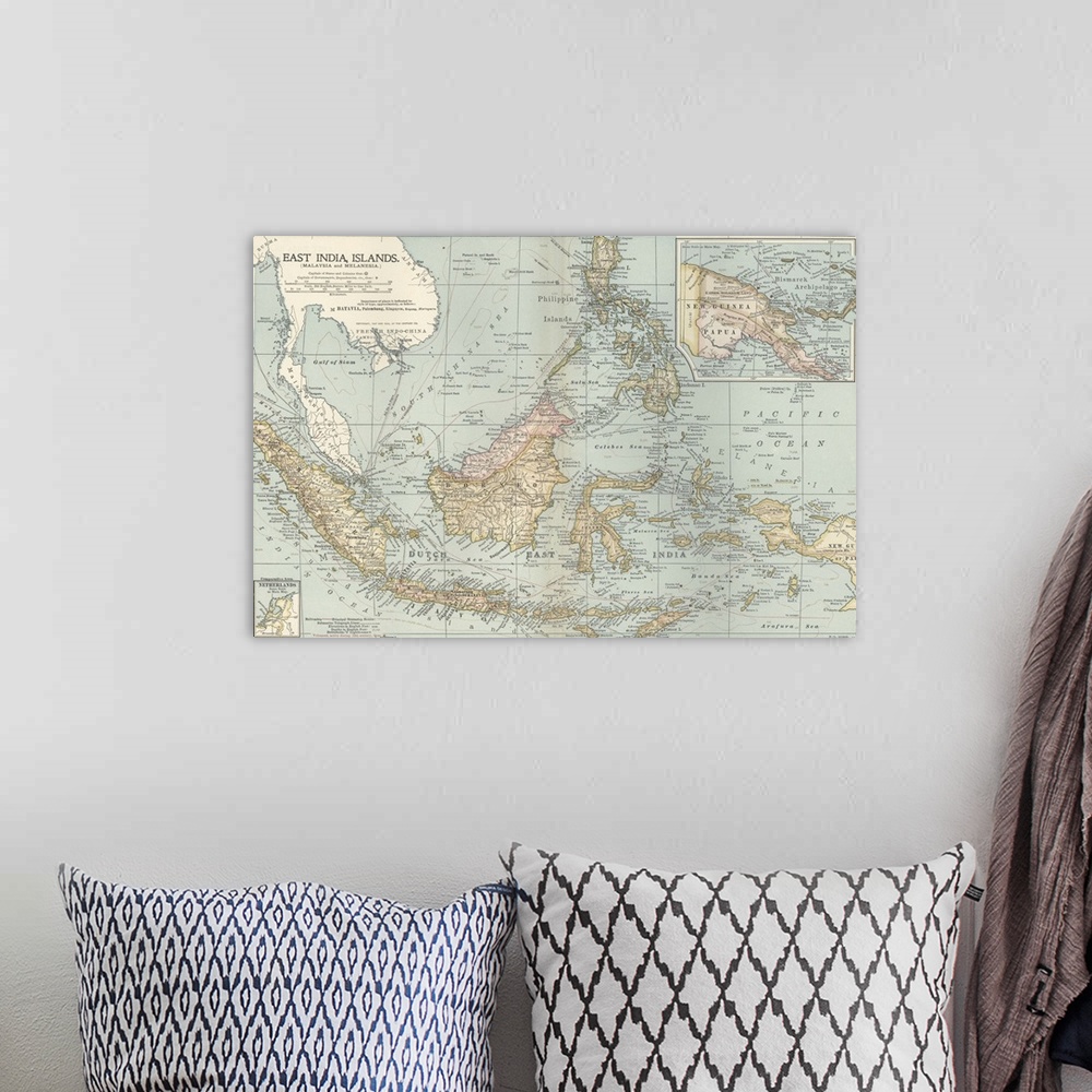 A bohemian room featuring East India Islands, Malaysia and Melanesia - Vintage Map