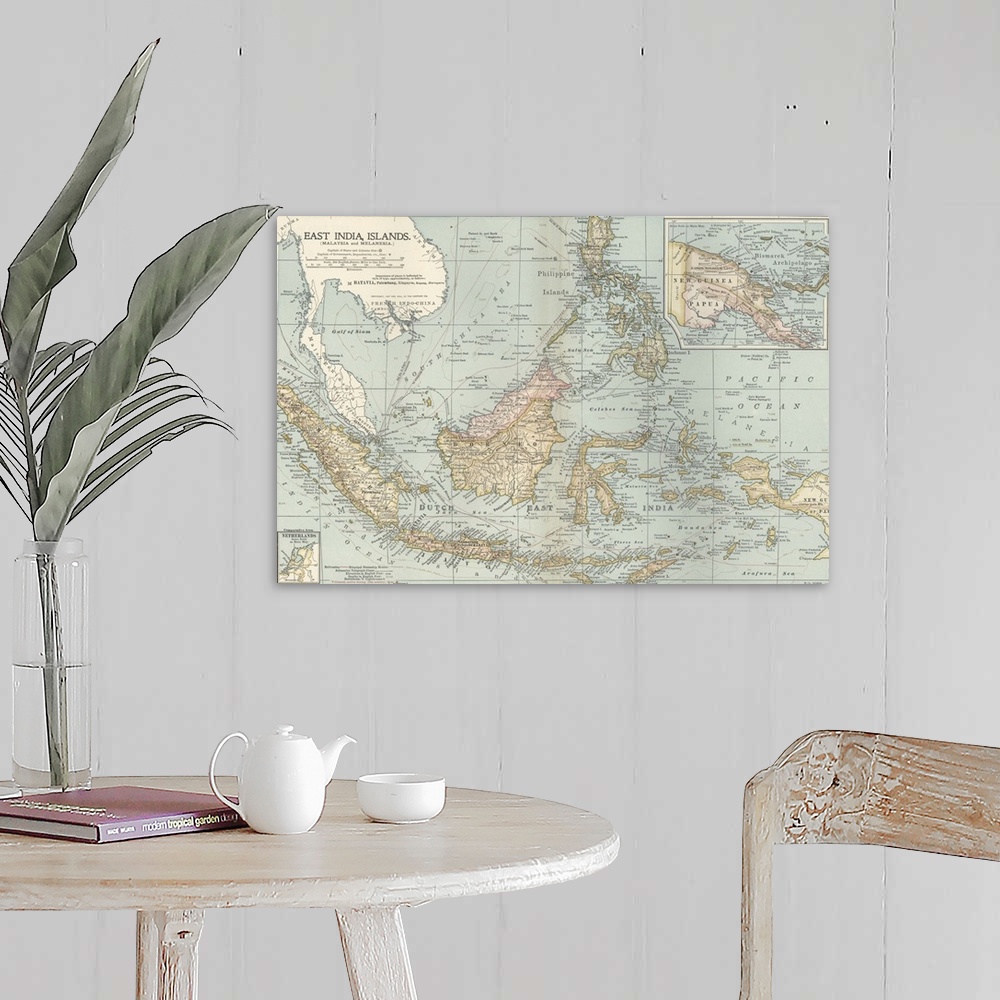 A farmhouse room featuring East India Islands, Malaysia and Melanesia - Vintage Map