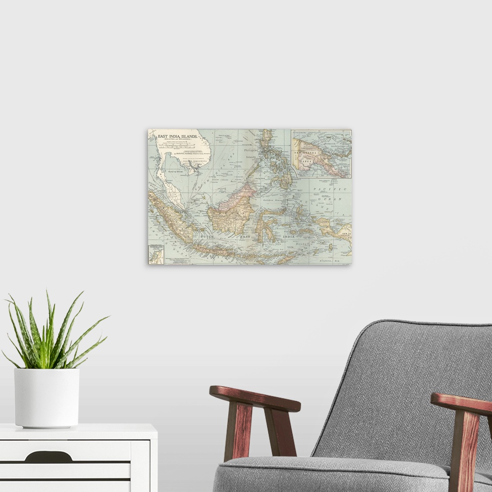 A modern room featuring East India Islands, Malaysia and Melanesia - Vintage Map