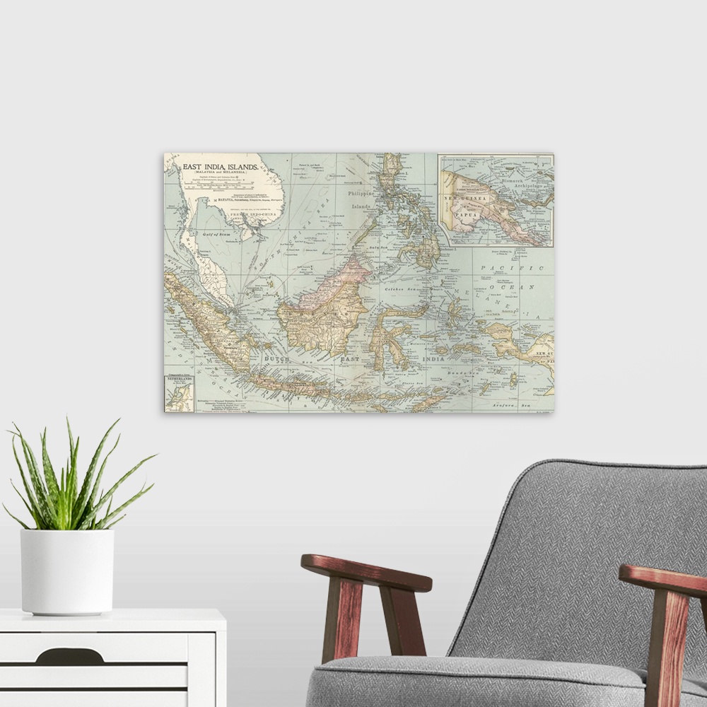 A modern room featuring East India Islands, Malaysia and Melanesia - Vintage Map
