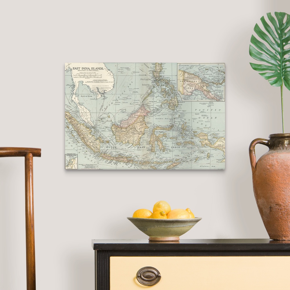 A traditional room featuring East India Islands, Malaysia and Melanesia - Vintage Map