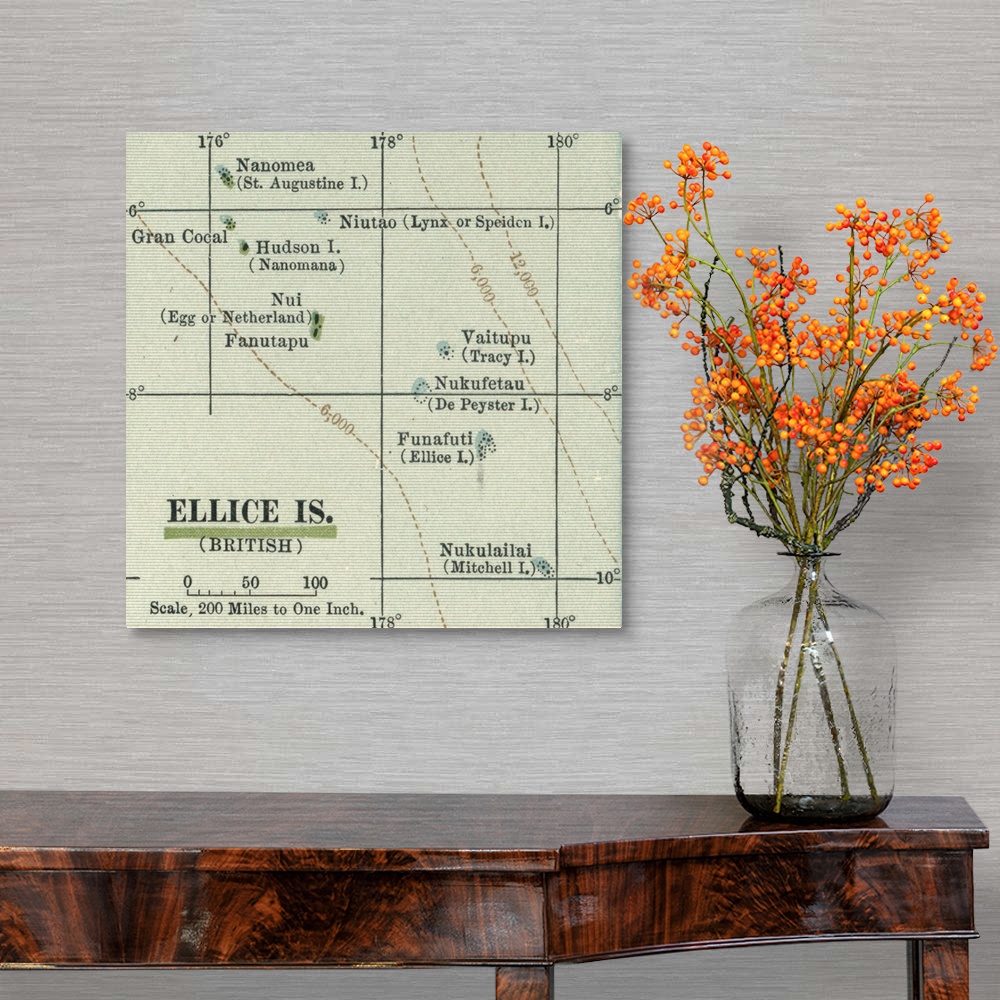 A traditional room featuring Ellice Islands - Vintage Map