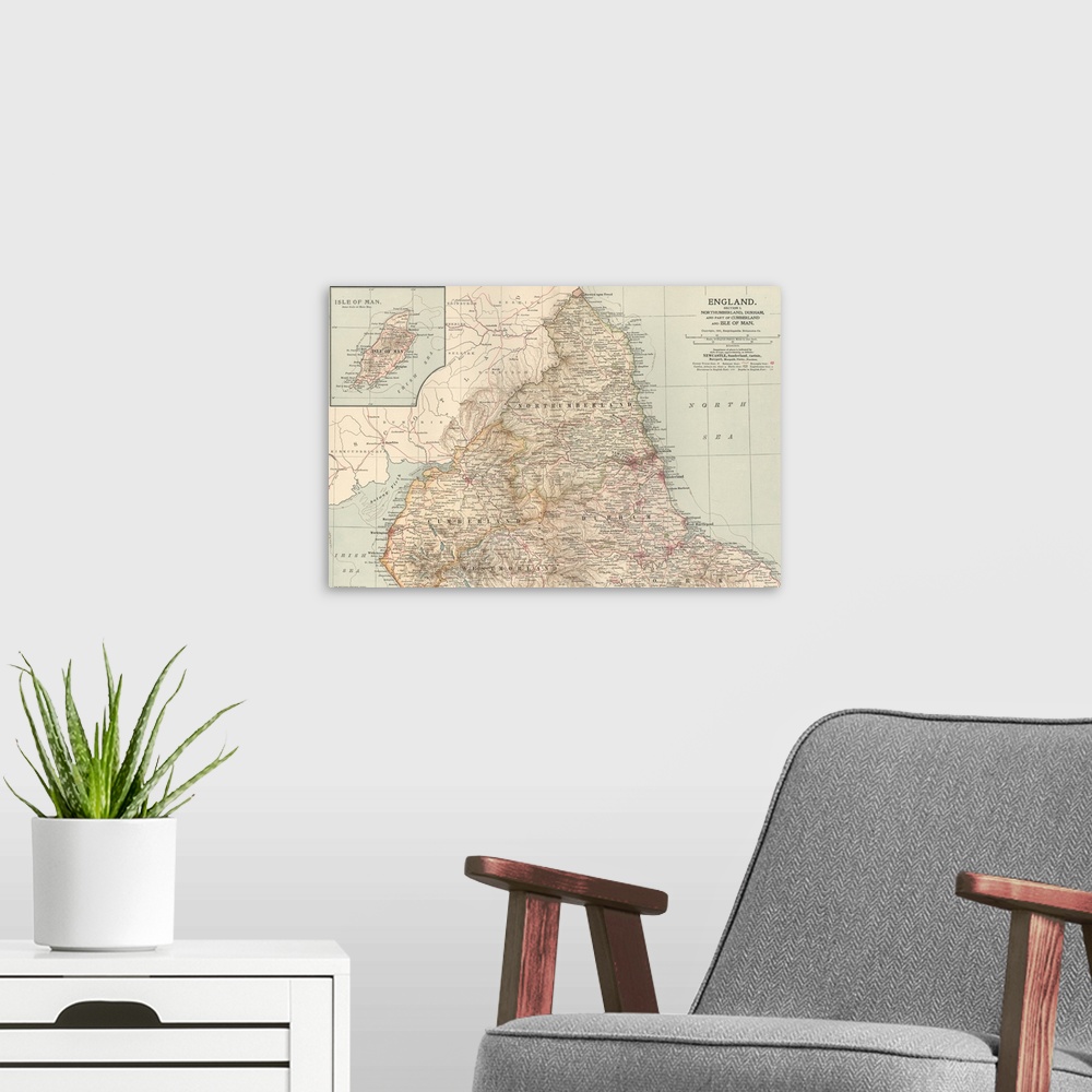 A modern room featuring England and Isle of Man - Vintage Map