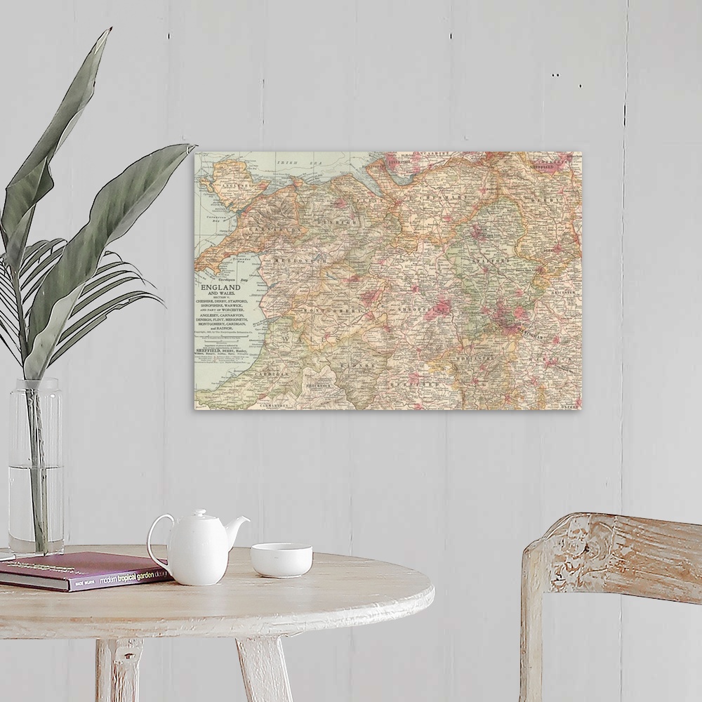 A farmhouse room featuring England and Wales - Vintage Map