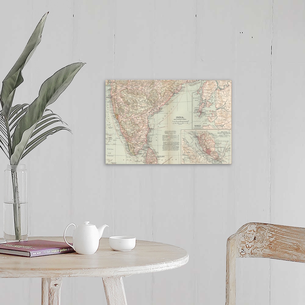 A farmhouse room featuring India, Southern Part - Vintage Map